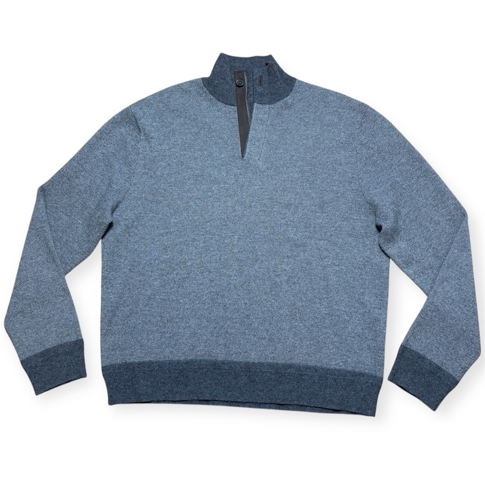 J. Hilburn Men's 100% Cashmere Birdseye Quarter Zip Sweater In Grays Sz L
